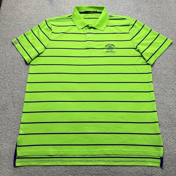 RLX Ralph Lauren Men L Green Stripe Erin Hills Country Club US Open Golf Stretch - Picture 2 of 8